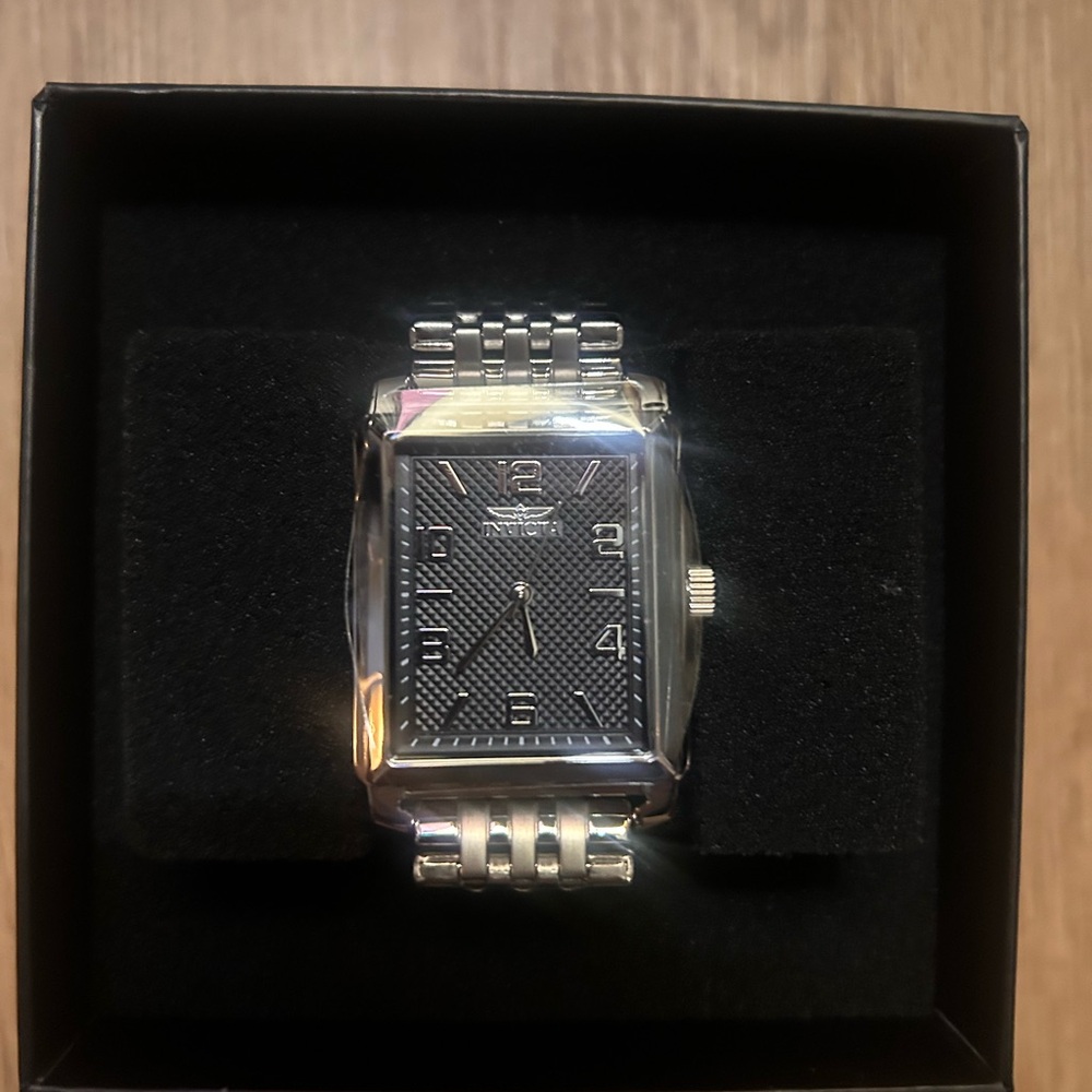 Invicta Rectangular Silver and Black Watch NWT - image 1